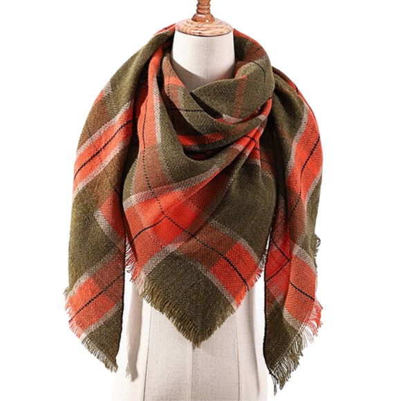 Green and Orange Triangle Scarf - Picture 1 of 2